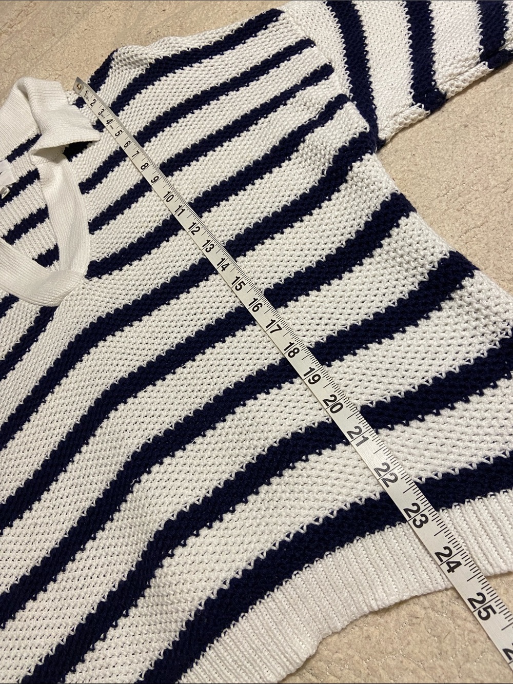 Aerie Ivy Polo Sweater Easy Fit Classic Length Nautical Navy Blue Size Medium - Picture 11 of 11